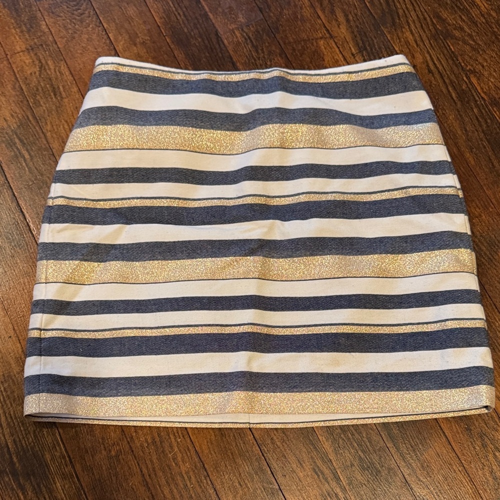 J. Crew Gold and Gray Striped Mini Skirt